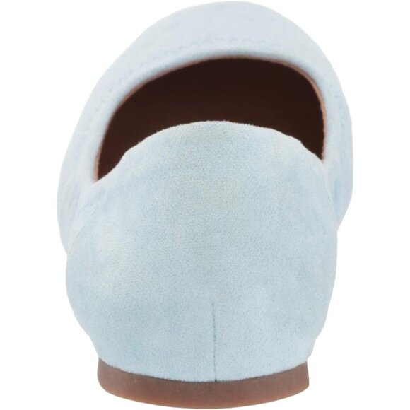 Womens Light Blue Closed Rounded Toe Slip On Low Wedge Heel Ballet Flat Shoes - Picture 4 of 9